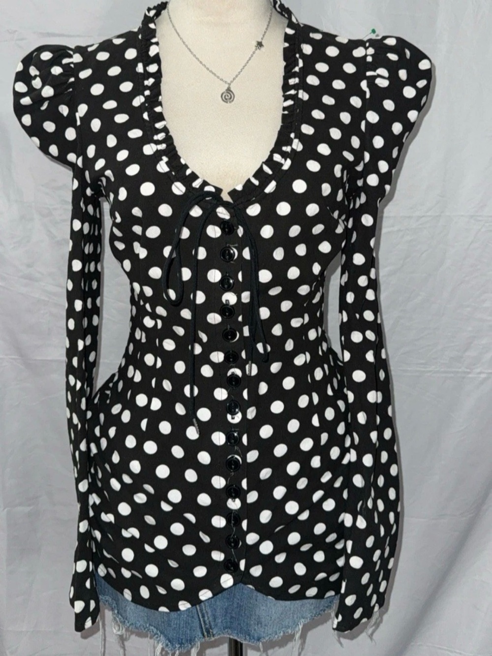 Betsey Johnson Black and White Polka Dot Blouse